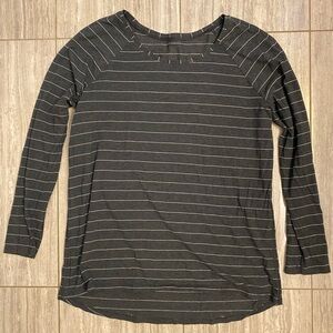 Lululemon Grey and White Striped Long Sleeve